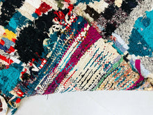 Load image into Gallery viewer, Boucherouite Moroccan Rug, Handwoven Boucherouite Rug, Colorful Moroccan Rug, Eco-friendly Moroccan Rug, Bohemian Moroccan Rug, Moroccan Rag Rug, Unique Moroccan Rug, Vibrant Moroccan Decor, Moroccan Artisan Rug, Moroccan Recycled Material Rug, Sustainable Home Decor Rug, Moroccan Floor Art Rug
