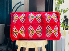 Load image into Gallery viewer, Floor Pouf,  Meditation Cushion,  Red Kilim Pillows,  Berber Floor Cushion,  Outdoor Pillows,  Floor Cushion,  ottoman pouf,  boho pouf,  moroccan poufs,  boho throw pillow,  Moroccan Kilim Pouf,  Beni Ourain Pouf,  outdoor kilim pillow
