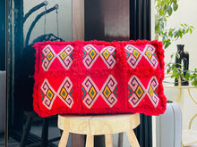 Load image into Gallery viewer, Floor Pouf,  Meditation Cushion,  Red Kilim Pillows,  Berber Floor Cushion,  Outdoor Pillows,  Floor Cushion,  ottoman pouf,  boho pouf,  moroccan poufs,  boho throw pillow,  Moroccan Kilim Pouf,  Beni Ourain Pouf,  outdoor kilim pillow
