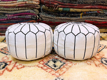 Load image into Gallery viewer, Set Of 2 Moroccan Pouf 100% Leather, hight Quality Ottoman Ottoman pouff stool, Footstool
