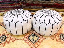 Load image into Gallery viewer, Set Of 2 Moroccan Pouf 100% Leather, hight Quality Ottoman Ottoman pouff stool, Footstool
