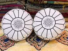 Load image into Gallery viewer, Set Of 2 Moroccan Pouf 100% Leather, hight Quality Ottoman Ottoman pouff stool, Footstool, Leather pouf, The Wool Rugs, The Wool Rugs, 
