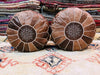 Set of 2 Round Pouf ,Moroccan pouf, leather Pouf, ottoman pouf handmade pouf footstool