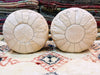 SET OF 2 Round leather pouf, cube Moroccan ottoman Pouffe, pouf footstool cover