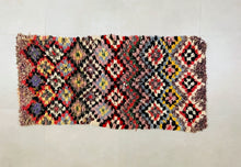 Load image into Gallery viewer, Boucherouite vintage Rug 3X6 Ft ,N7183, Boucherouite Rugs, The Wool Rugs, The Wool Rugs, 
