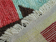 Load image into Gallery viewer, Modern abstract wool runner rug with bold geometric patterns for bohemian interiors.