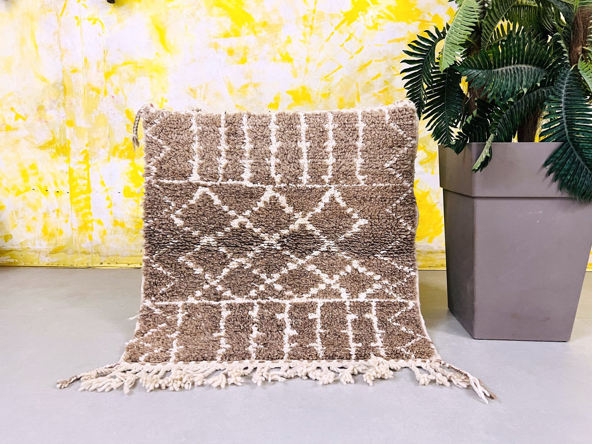 Brown moroccan small rug 3x3 ft - G2404 – The Wool Rugs