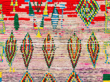 Load image into Gallery viewer, Boucherouite Rug, 
vintage rug, 
Berber Rug Vintage, 
Morocco Rug, 
Berber area rug, 
Abstract rug, 
Boho rug, 
Unique rug,
 Moroccan Rugs, 
Antique rug, 
Handmade rug, 
runner rug, Authentic rug
