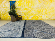 Load image into Gallery viewer, Moroccan Rug 11x10, Beni Ourain Rug, Rug Berber, Organic Rug, Handwoven Rug, Wool Rug, Blue Wool Rug, Bedroom Rug, Scandinavian Rug
