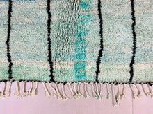 Load image into Gallery viewer, Turquoise Azilal Rug 5x7, Moroccan Vintage Rug, Beni ourain rug 5.5 FT x 7.7 FT, Boujad berber handmade unique wool carpet
