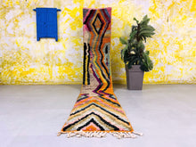 Load image into Gallery viewer, Custom Moroccan Rug, bohemian rugs, wool rugs, moroccan runner, kitchen rug runner, boujaad rug runner, rug for bedroom, narrow runner rug, living room runner, bohemian runner, beni ourain runner, berber runner, area-rug