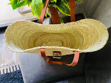 Load image into Gallery viewer, Large Straw Basket Bag, Straw Basket Bag, Straw Basket Bag with Leather, Morocco Straw Bag, Summer Bag, French Basket, Moroccan Basket, Straw Basket, The Wool Rugs, The Wool Rugs, Handmade by craftswomen from our rural cooperative
