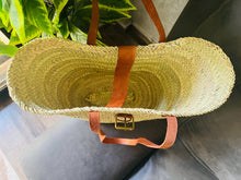 Load image into Gallery viewer, Large Straw Basket Bag, Straw Basket Bag, Straw Basket Bag with Leather, Morocco Straw Bag, Summer Bag, French Basket, Moroccan Basket, Straw Basket, The Wool Rugs, The Wool Rugs, Handmade by craftswomen from our rural cooperative
