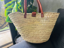 Load image into Gallery viewer, Large Straw Basket Bag, Straw Basket Bag, Straw Basket Bag with Leather, Morocco Straw Bag, Summer Bag, French Basket, Moroccan Basket
