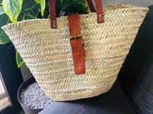 Load image into Gallery viewer, Large Straw Basket Bag, Straw Basket Bag, Straw Basket Bag with Leather, Morocco Straw Bag, Summer Bag, French Basket, Moroccan Basket
