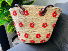 Load image into Gallery viewer, beach bag,beach tote,crochet bag,french market basket,handmade bag,lunch bag,market bag,personalized tote,straw bag,tote bag,tote bag aesthetic,wicker basket,woven beach bag
