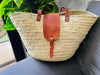 straw bag French Basket french market basket, Beach Bag Handmade Moroccan Basket - Natural French Basket Handle leather