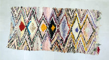 Load image into Gallery viewer, Moroccan 2.5x7.1 ft eco-friendly rug crafted from upcycled fabrics.
