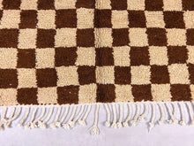 Load image into Gallery viewer, Brown beni ourain checkered rug  5x7 ft - G5196, Checkered rug, The Wool Rugs, The Wool Rugs, 
