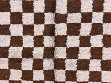 Load image into Gallery viewer, Brown beni ourain checkered rug  5x7 ft - G5196, Checkered rug, The Wool Rugs, The Wool Rugs, 
