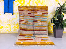 Load image into Gallery viewer, Unique yellow M&#39;rirt beni ourain rug 5x8 ft - G5519
