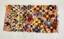 Load image into Gallery viewer, Moroccan 3x5.8 ft eco-friendly rug made from upcycled fabrics.
