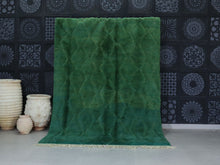 Load image into Gallery viewer, Hand-knotted green Moroccan rug with soft diamond patterns


