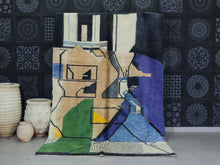 Load image into Gallery viewer, Handmade abstract Moroccan rug with vibrant geometric design


