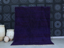 Load image into Gallery viewer, Deep purple Moroccan wool rug with subtle Beni Ourain diamond lattice design.


