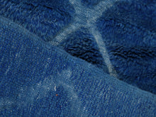 Load image into Gallery viewer, Deep navy Moroccan rug crafted from natural wool, designed with a timeless diamond grid perfect for cozy home styling.


