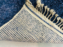 Load image into Gallery viewer, Handwoven deep blue carpet