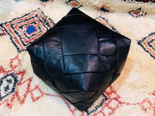 Load image into Gallery viewer, Ottoman pouf, Leather pouf, Black moroccan pouf
