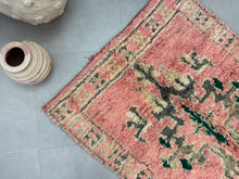 Load image into Gallery viewer, Shabby chic Moroccan rug in pink and olive tones


