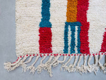 Load image into Gallery viewer, abstract rug, colorful beni ourain, modern beni rug, moroccan ivory rug, wedding gift, Living Room Rug, shag pile rug, gift for her, moroccan home decor, woolen rugs, soft wool rug, bathroom rug, handmade gift rug