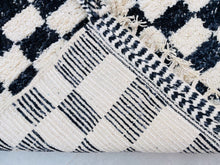 Load image into Gallery viewer, checkered area rug, 8x10 moroccan rug, black and white rug, scandinavian rug 4x6, area rug for living, 5x8 rug, hand knotted rug, woven rug, personalized carpet, traditional rug, checkered wool rug, handmade wool, white moroccan rug