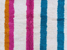 Load image into Gallery viewer, abstract rug, colorful beni ourain, modern beni rug, moroccan ivory rug, wedding gift, Living Room Rug, shag pile rug, gift for her, moroccan home decor, woolen rugs, soft wool rug, bathroom rug, handmade gift rug