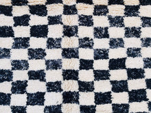 Load image into Gallery viewer, checkered area rug, 8x10 moroccan rug, black and white rug, scandinavian rug 4x6, area rug for living, 5x8 rug, hand knotted rug, woven rug, personalized carpet, traditional rug, checkered wool rug, handmade wool, white moroccan rug