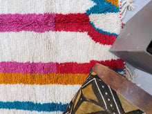 Load image into Gallery viewer, abstract rug, colorful beni ourain, modern beni rug, moroccan ivory rug, wedding gift, Living Room Rug, shag pile rug, gift for her, moroccan home decor, woolen rugs, soft wool rug, bathroom rug, handmade gift rug