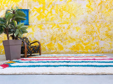 Load image into Gallery viewer, abstract rug, colorful beni ourain, modern beni rug, moroccan ivory rug, wedding gift, Living Room Rug, shag pile rug, gift for her, moroccan home decor, woolen rugs, soft wool rug, bathroom rug, handmade gift rug