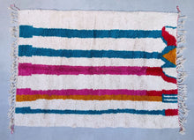 Load image into Gallery viewer, abstract rug, colorful beni ourain, modern beni rug, moroccan ivory rug, wedding gift, Living Room Rug, shag pile rug, gift for her, moroccan home decor, woolen rugs, soft wool rug, bathroom rug, handmade gift rug