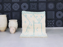 Load image into Gallery viewer, beni ourain rug, moroccan wool rug, ivory berber rug, blue geometric rug, handmade moroccan rug, boho area rug, berber carpet, atlas mountain rug, ethnic wool rug, cozy boho rug, minimal moroccan rug, beni rug, authentic moroccan rug


