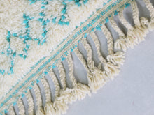 Load image into Gallery viewer, beni ourain rug, moroccan wool rug, ivory berber rug, blue geometric rug, handmade moroccan rug, boho area rug, berber carpet, atlas mountain rug, ethnic wool rug, cozy boho rug, minimal moroccan rug, beni rug, authentic moroccan rug



