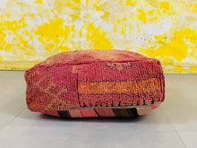 Load image into Gallery viewer, kilim pouf, berber pouf, moroccan pouf, wool pouf, 60x60x20 cm pouf
