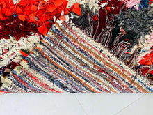 Load image into Gallery viewer, Boucherouite Moroccan Rug, Handwoven Boucherouite Rug, Colorful Moroccan Rug, Eco-friendly Moroccan Rug, Bohemian Moroccan Rug, Moroccan Rag Rug, Unique Moroccan Rug, Vibrant Moroccan Decor, Moroccan Artisan Rug, Moroccan Recycled Material Rug, Sustainable Home Decor Rug, Moroccan Floor Art Rug
