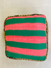 Load image into Gallery viewer, moroccan wool pouf, berber pouf, pouf , 60x60x20 cm pouf, kilim pouf, ottoman pouf
