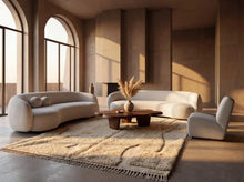 Load image into Gallery viewer, Off-White Moroccan Beni Ourain rug, Handwoven Cream Wool Berber carpet, Modern Abstract Plush Area