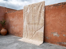 Load image into Gallery viewer, Off-White Moroccan Beni Ourain rug, Handwoven Cream Wool Berber carpet, Modern Abstract Plush Area
