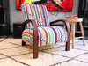 Moroccan Wool Lounge Chair with Walnut Frame