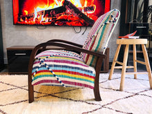 Load image into Gallery viewer, rocking chair, handmade armchair, vintage chairs, turkish armchair, wooden chairs, indoor chairs, moroccan chairs, accent chair, lounge chair, dining chairs, kilim chair, mid century chairs, rug chairs
