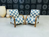 2 set of Moroccan Wool Lounge Chair with Walnut Frame